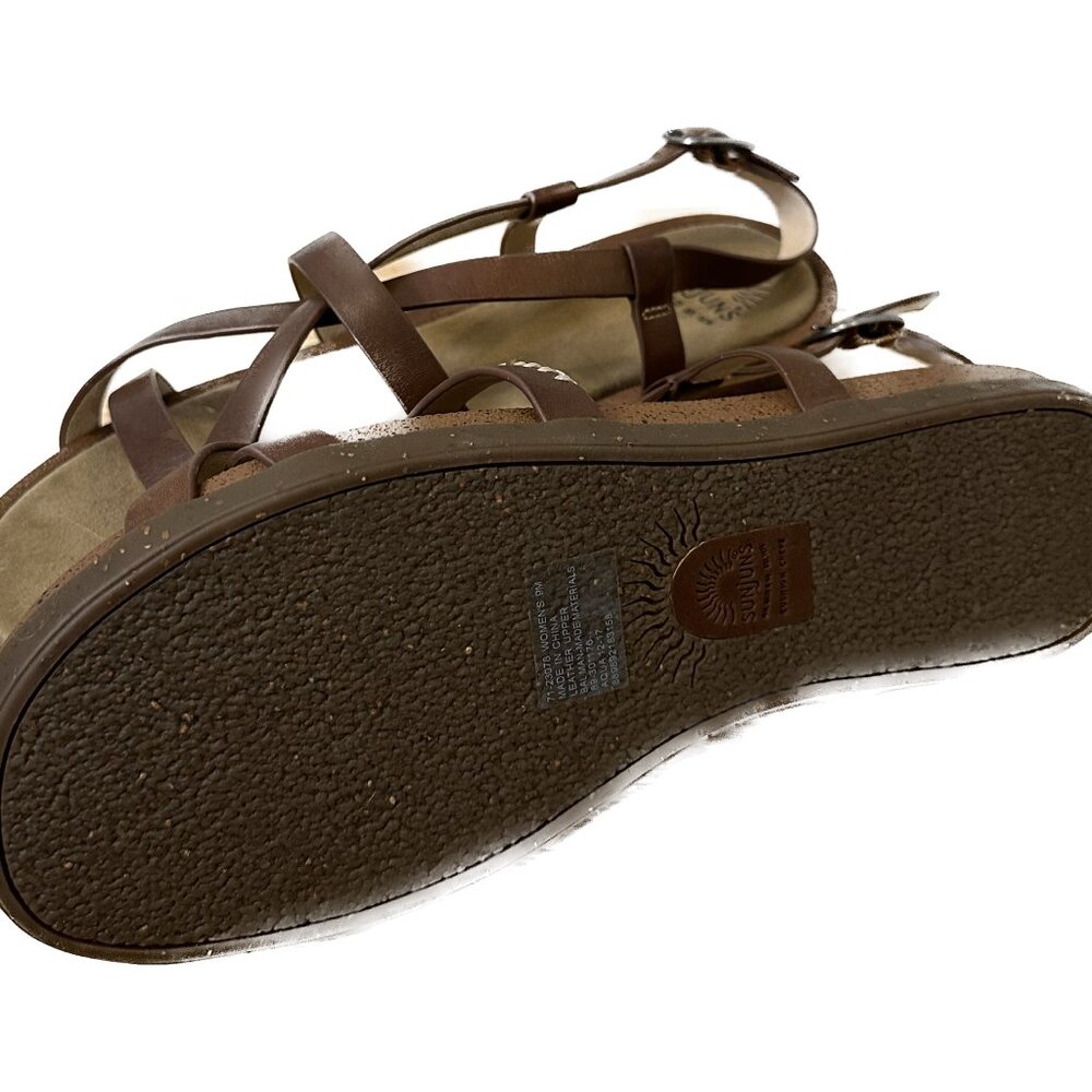G.H. Bass & Co. • SunJuns Crisscross slingback flat sandal • Brown, Sz 9! NIB! - Picture 2 of 2